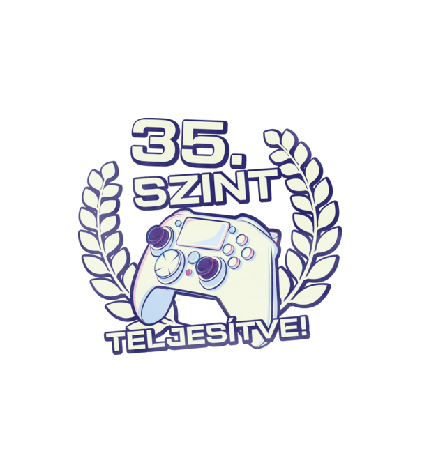 35. szint teljesítve minta fehér pólón