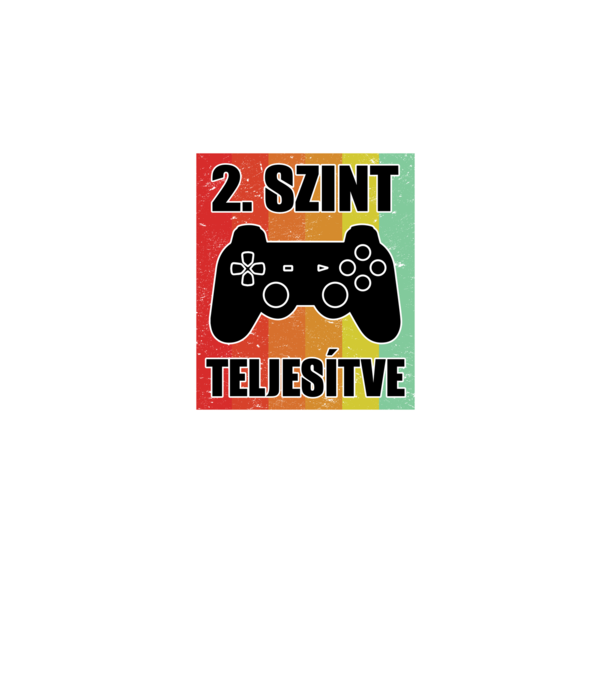 2 szint teljesítve retro gamer minta fekete pólón