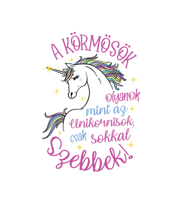 Unikornis Körmösök fehérre minta fehér pólón