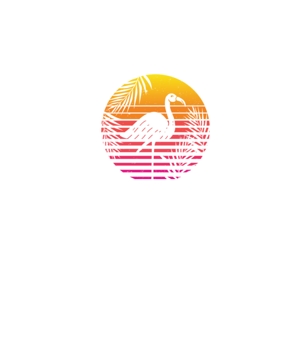 Retro flamingo sunset minta sötétkék pólón