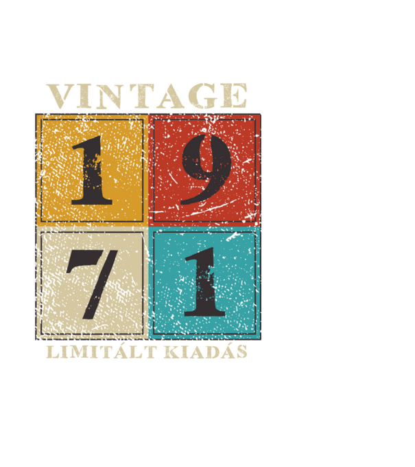 vintage_1971_limitált_világos minta fehér pólón