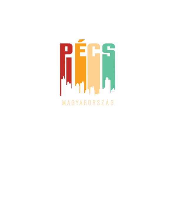 Pécs város sziluett minta türkiz pólón