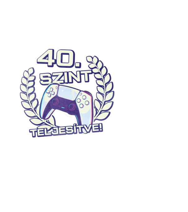 40. szint teljesítve PS5 v2 minta fehér pólón