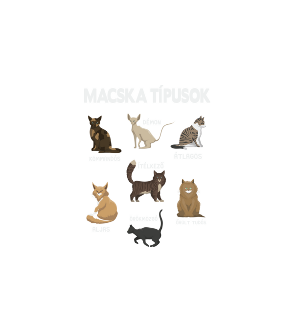 macska típusok fehér minta fehér pólón