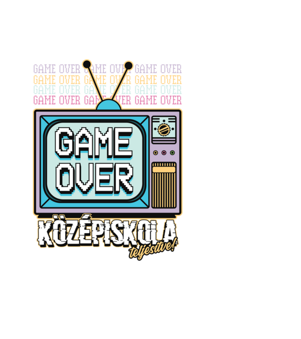 Retro ballagás középiskola teljesítve minta fekete pólón