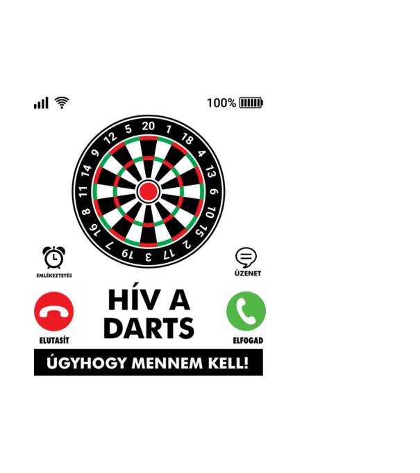 Hív a darts mennem kell minta fehér pólón