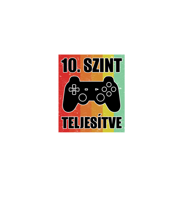 10 szint teljesítve retro gamer minta fekete pólón