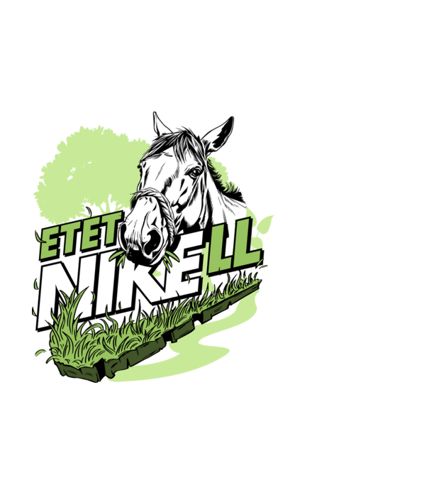 EtetNikell lovas fehérre minta fehér pólón