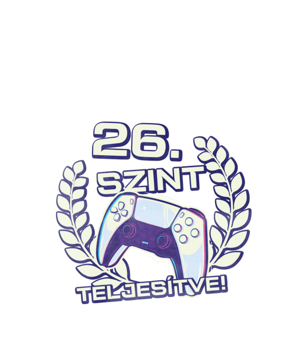 26. szint teljesítve PS5 v2 minta fekete pólón