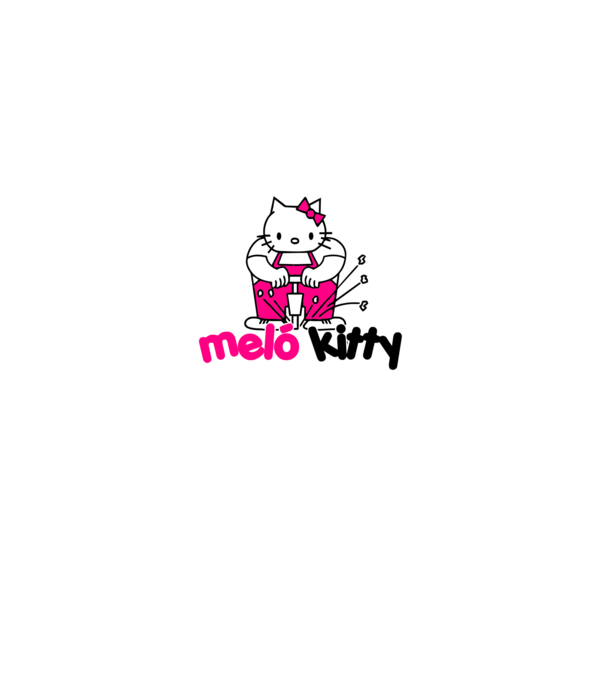 Meló Kitty minta fehér pólón