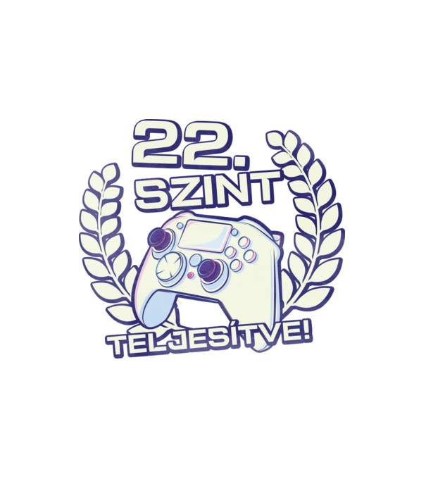 22. szint teljesítve minta fehér pólón