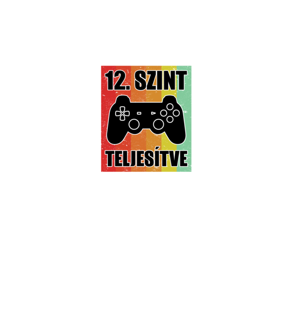 12 szint teljesítve retro gamer minta fekete pólón
