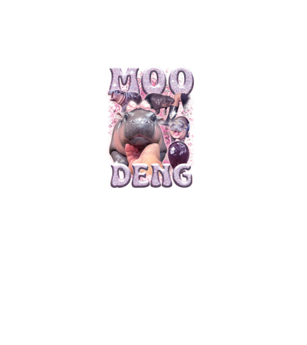 MOO DENG baby hippo minta fekete pólón