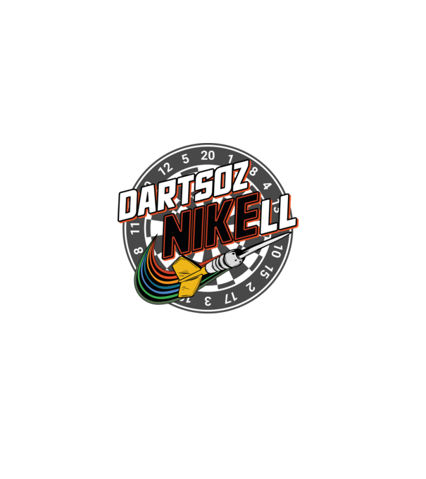DartsozNIKELL retro minta fekete pólón