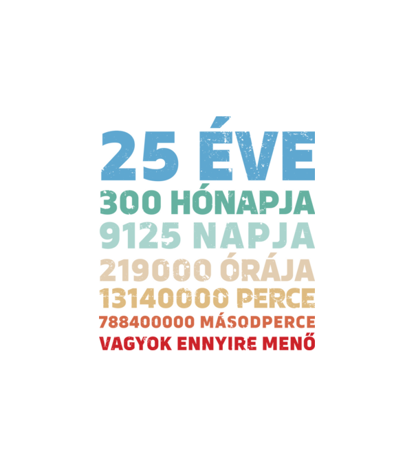 25 éve vagyok ennyire menő minta fehér pólón
