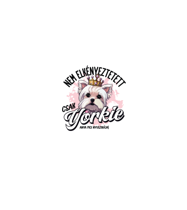 Elkényeztetett yorkie minta fehér/piros pólón