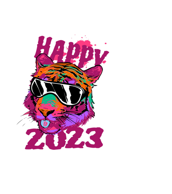 Happy 2023 tiger minta fekete pólón