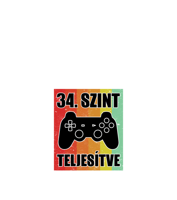 34 szint teljesítve retro gamer minta fekete pólón