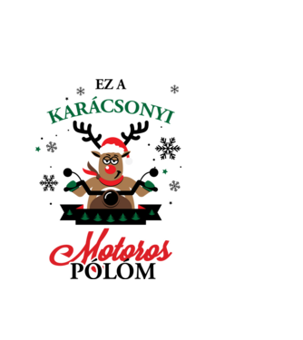 Karácsonyi Motoros póló minta fehér pólón