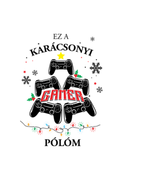 Karácsonyos GAMER póló minta világoskék pólón