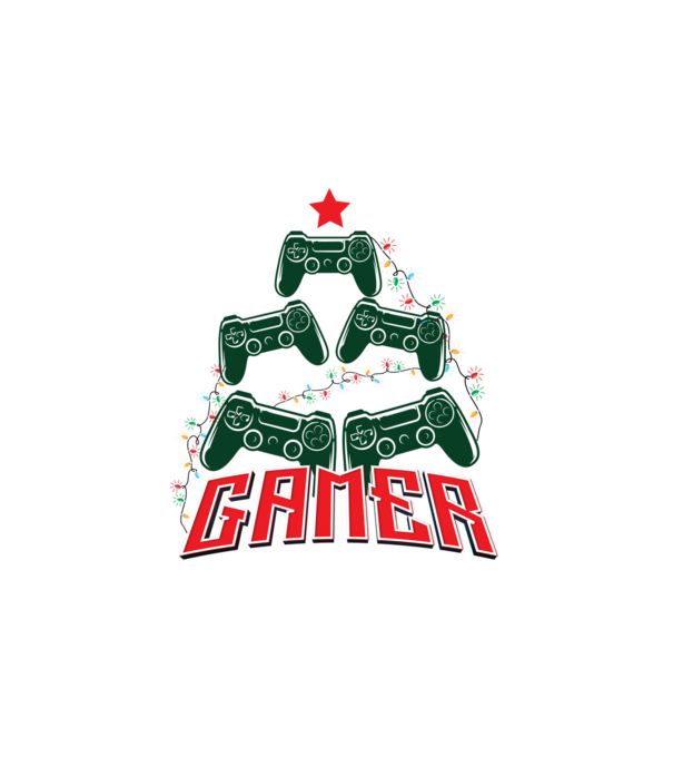 Karácsonyi gamer póló minta fehér pólón