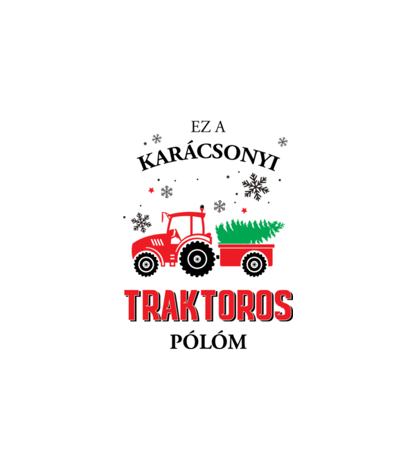 Karácsonyi traktoros póló minta fehér pólón