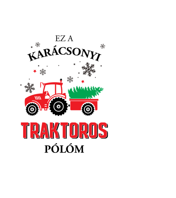 Karácsonyi traktoros póló minta világoskék pólón