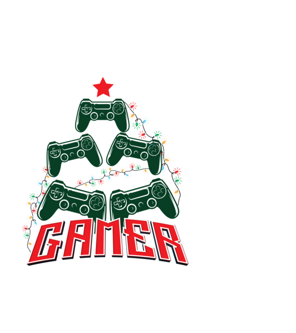 Karácsonyi gamer póló minta fehér pólón