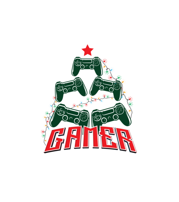Karácsonyi gamer póló minta fehér pólón