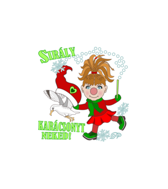 Sirály Karácsonyt Manó minta fehér pólón