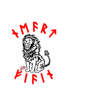 Tribal Oroszlán Rúnákkal minta fehér pólón