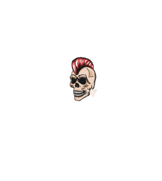 Punk Skull minta farmerkék pólón