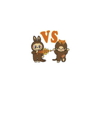 Chhichi VS  Zimomo (Labubu) minta királykék pólón
