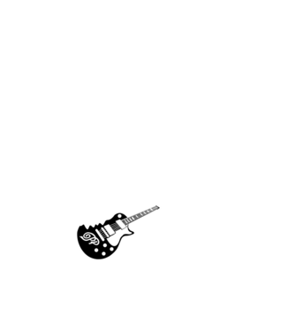 Gitár Madarakkal -fehér minta fehér pólón
