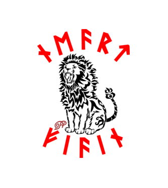 Tribal Oroszlán Rúnákkal minta fehér pólón