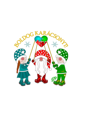 Pálcás Karácsonyi Manók minta világos rózsaszín pólón