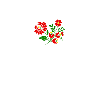 Kalocsai virágok 3 színnel A minta piros pólón