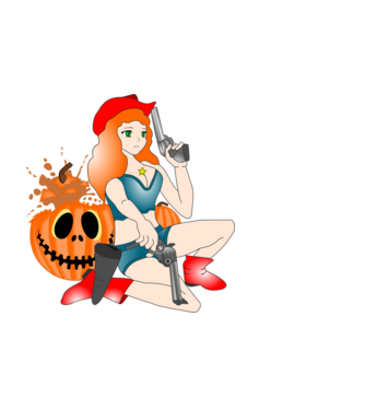 Vad Halloween Csajszi minta fekete pólón