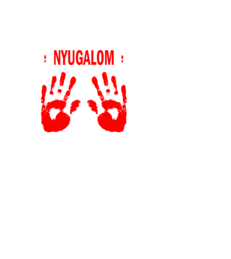 Nyugalom Egyél Nokedlit -fehér szöveggel minta fekete pólón