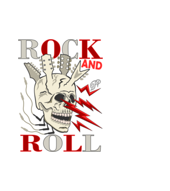 Rock and Roll Villámló Koponya minta fehér pólón