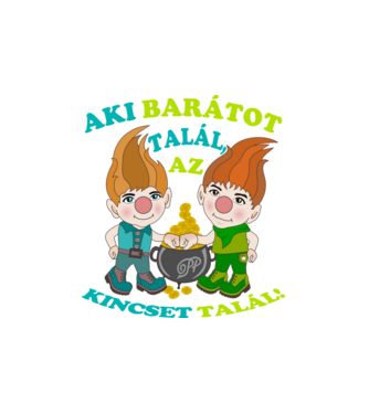 A Barát Kincs Manókkal minta fehér pólón