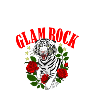 Glam Rock Tiger minta fehér pólón