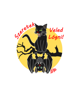 Halloweeni Cimborák minta fehér pólón