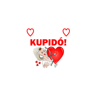 Vigyázat Kupidó B minta fehér pólón