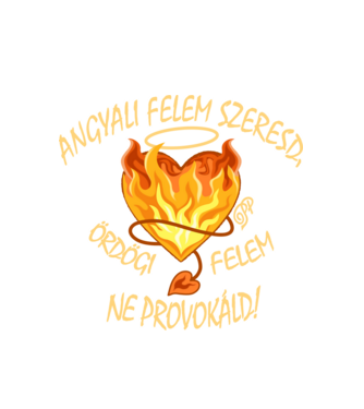 Ödögi és Angyali Szív minta fehér pólón