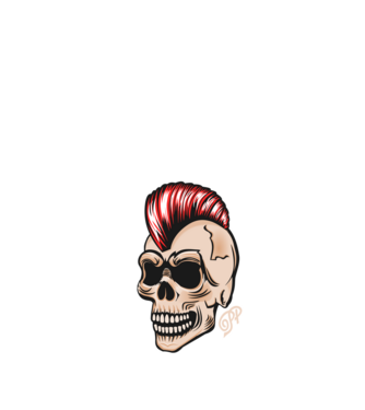 Punk Skull minta fekete pólón