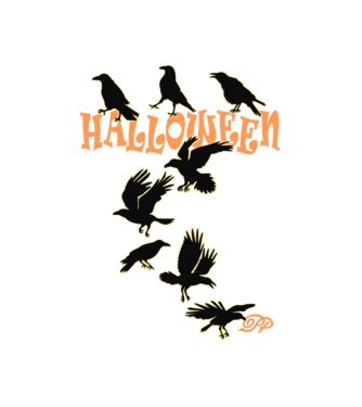 Halloweeni Varjak B minta fehér pólón
