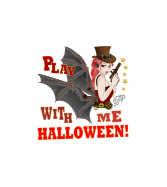 Játsz Velem Halloweent minta fehér pólón