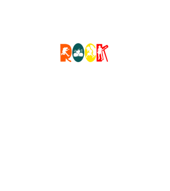 Rock siluett minta fekete pólón