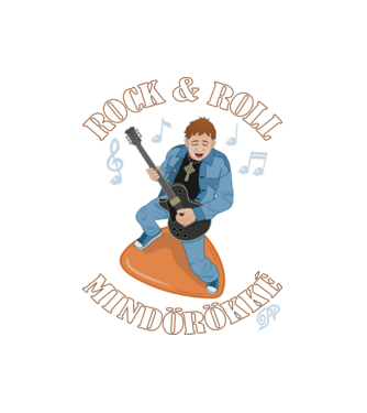 Rock & Roll Mindörökké minta fekete pólón